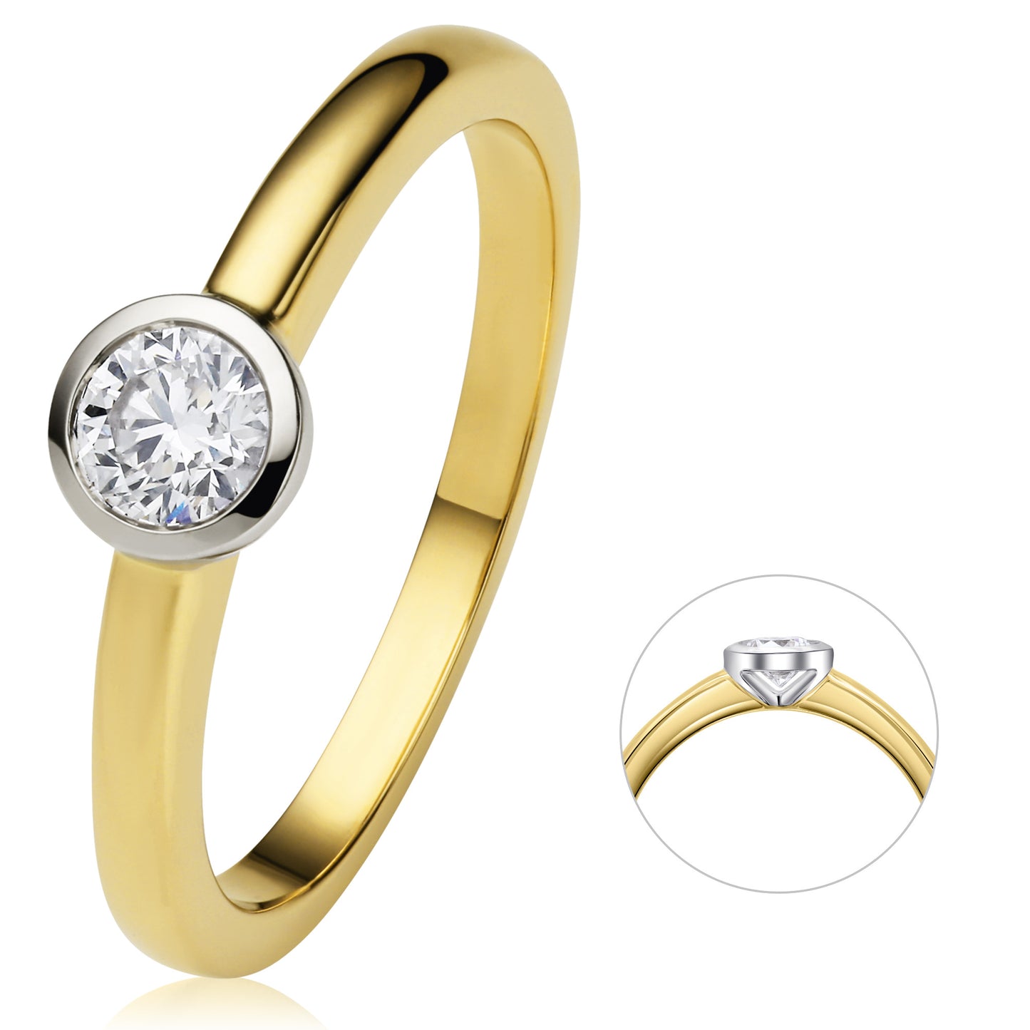 0.25 ct  Diamant Brillant Zarge Ring aus 585 Gelbgold