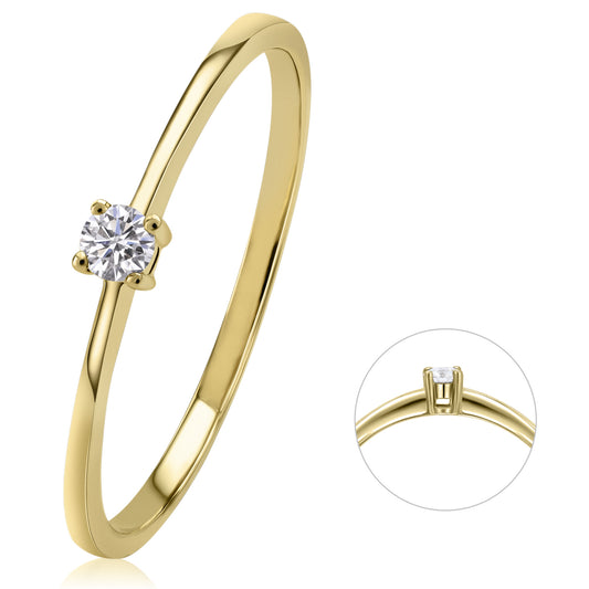 0,07 ct  Diamant Brillant Ring aus 585 Gelbgold