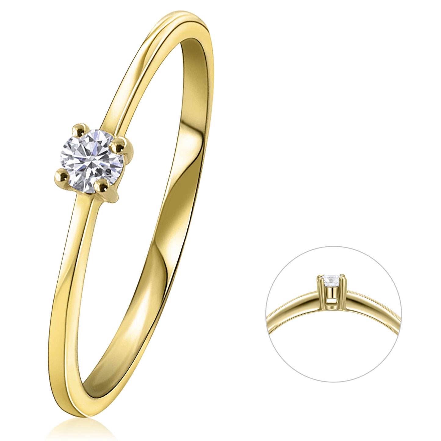 0,10 ct  Diamant Brillant Ring aus 585 Gelbgold