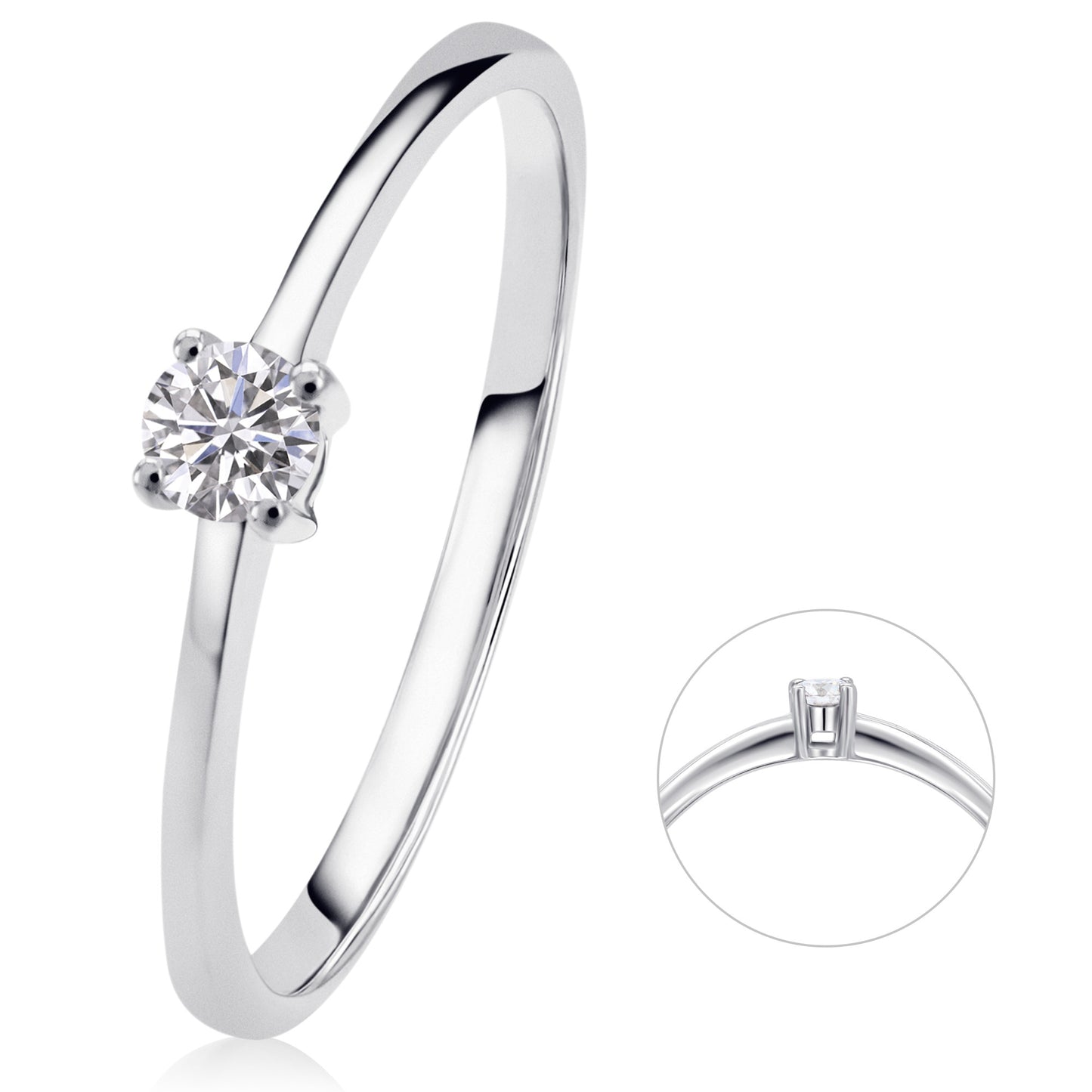 0,10 ct  Diamant Brillant Ring aus 585 Weißgold