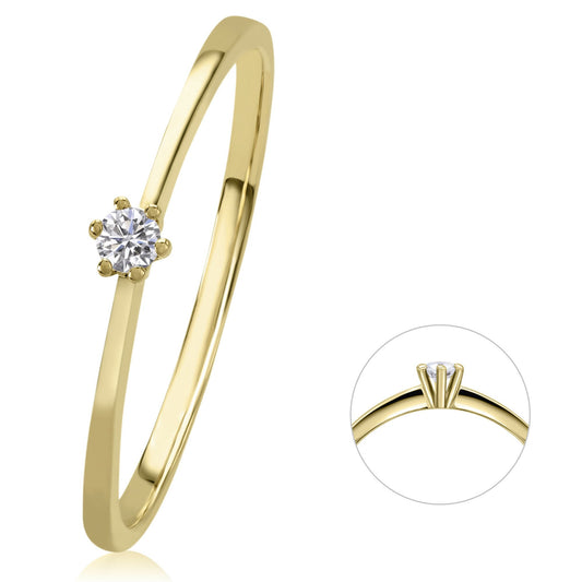 0,05 ct  Diamant Brillant Ring aus 585 Gelbgold
