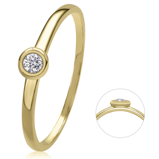 0,05 ct  Diamant Brillant Ring aus 585 Gelbgold