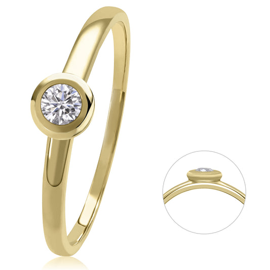 0,08 ct  Diamant Brillant Ring aus 585 Gelbgold