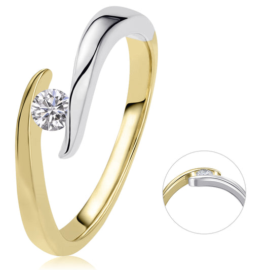 0,10 ct  Diamant Brillant Spannfassung Ring aus 585 Gelbgold