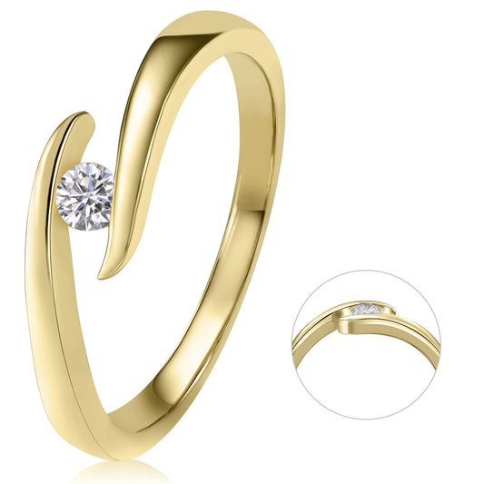 0,10 ct  Diamant Brillant Spannfassung Ring aus 585 Gelbgold