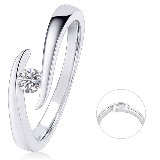 0,10 ct  Diamant Brillant Spannfassung Ring aus 585 Weißgold