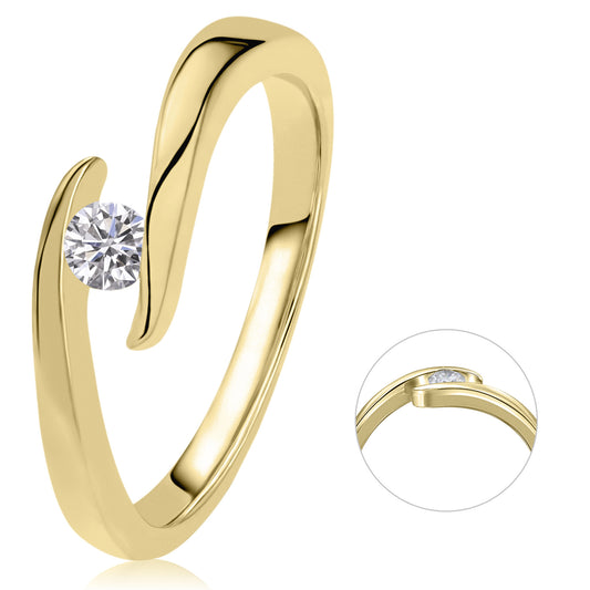 0,15 ct  Diamant Brillant Spannfassung Ring aus 585 Gelbgold