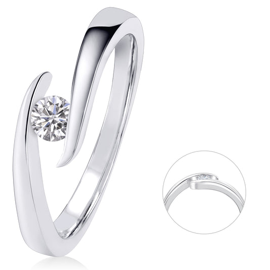 0,15 ct  Diamant Brillant Spannfassung Ring aus 585 Weißgold