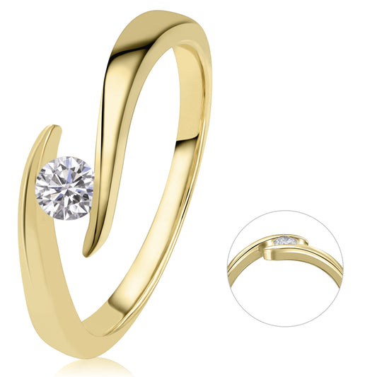 0,20 ct  Diamant Brillant Spannfassung Ring aus 585 Gelbgold