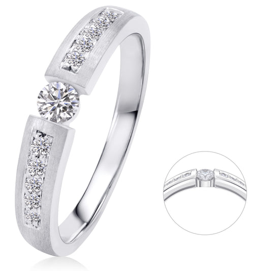 0,20 ct  Diamant Brillant Memoire mit Center Ring aus 585 Weißgold
