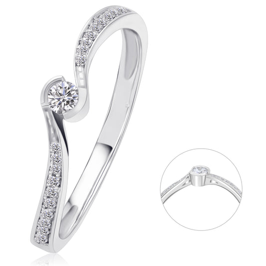 0,10 ct  Diamant Brillant Memoire mit Center Ring aus 585 Weißgold