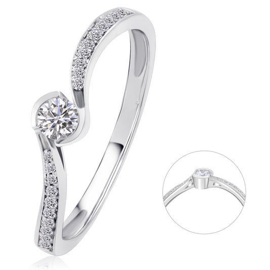 0,16 ct  Diamant Brillant Memoire mit Center Ring aus 585 Weißgold