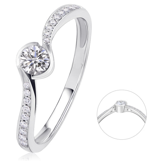 0,20 ct  Diamant Brillant Memoire mit Center Ring aus 585 Weißgold
