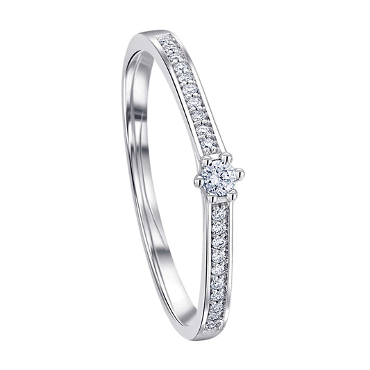 0.16 ct  Diamant Brillant Memoire mit Center Ring aus 585 Weißgold