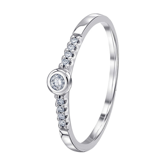 0.06 ct  Diamant Brillant Memoire mit Center Ring aus 585 Weißgold