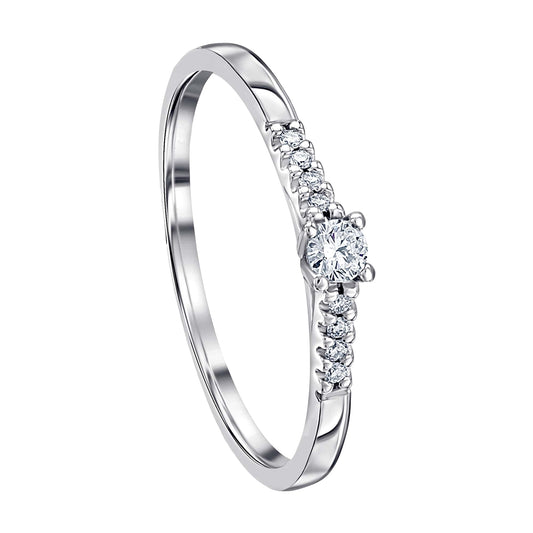 0.07 ct  Diamant Brillant Memoire mit Center Ring aus 585 Weißgold