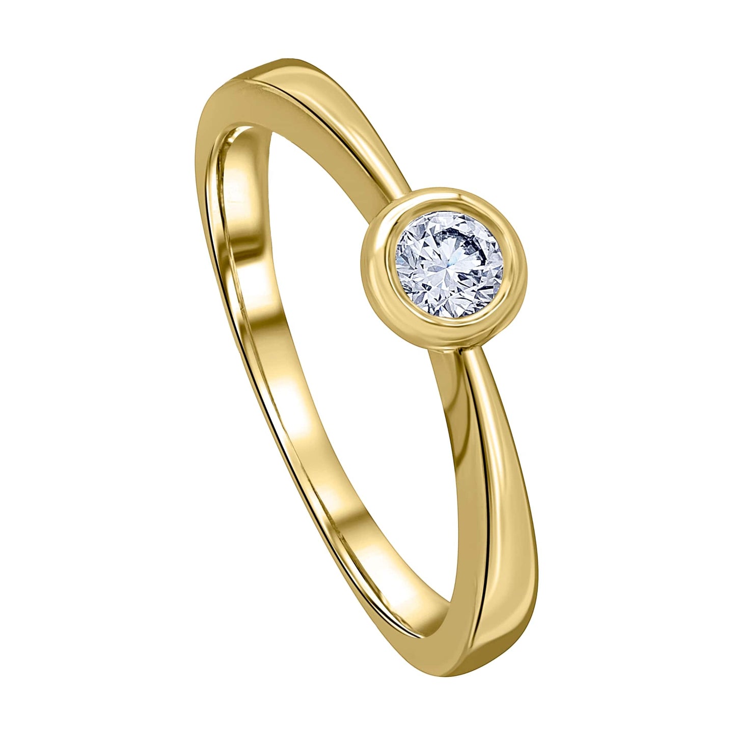 0.25 ct  Diamant Brillant Zarge Ring aus 750 Gelbgold