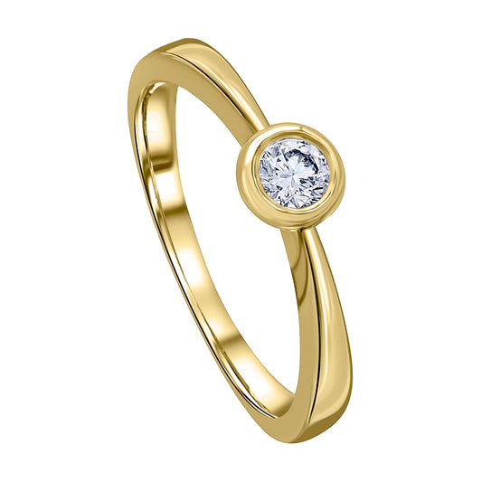 0.15 ct  Diamant Brillant Zarge Ring aus 750 Gelbgold
