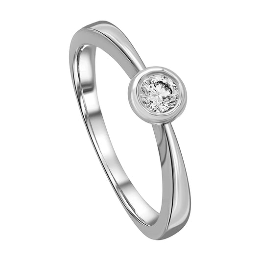 0.1 ct  Diamant Brillant Zarge Ring aus 750 Weißgold