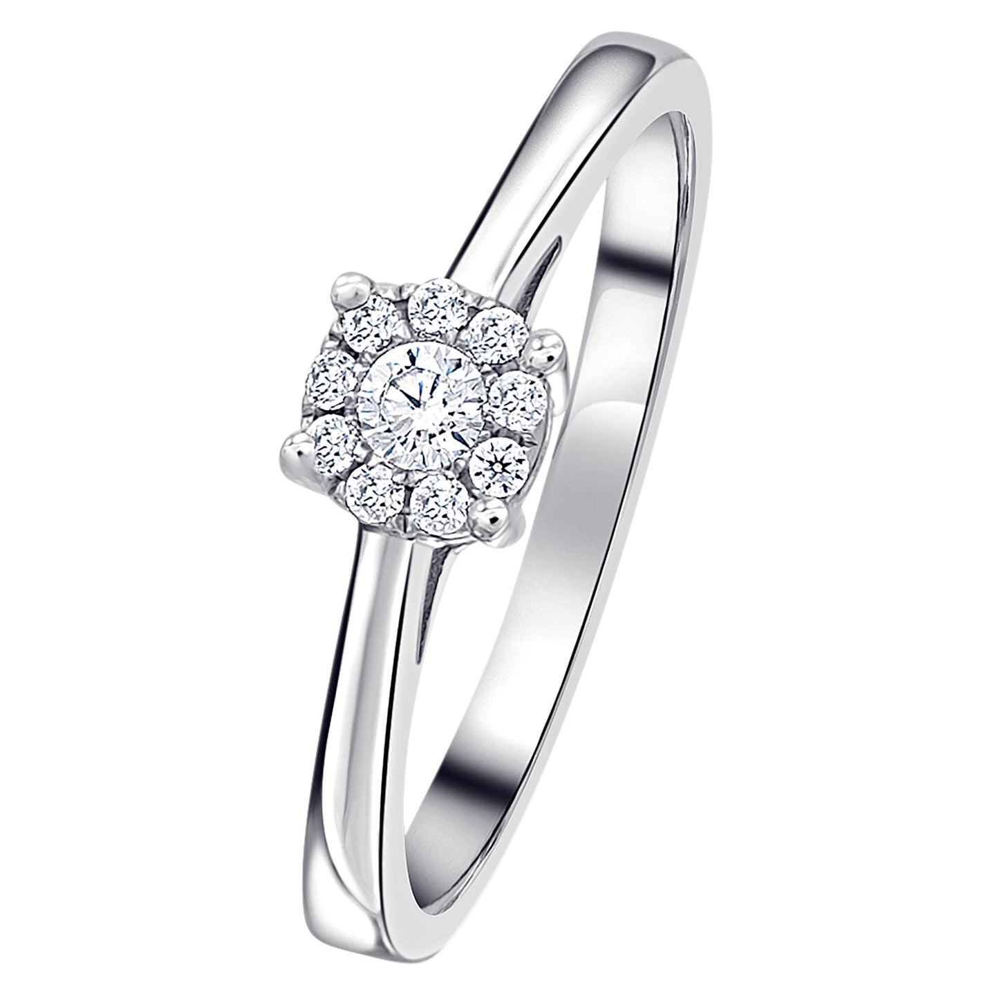 0,15 ct  Diamant Brillant Invisible Ring aus 585 Weißgold