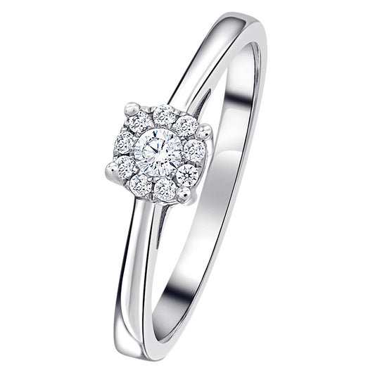 0,15 ct  Diamant Brillant Invisible Ring aus 585 Weißgold