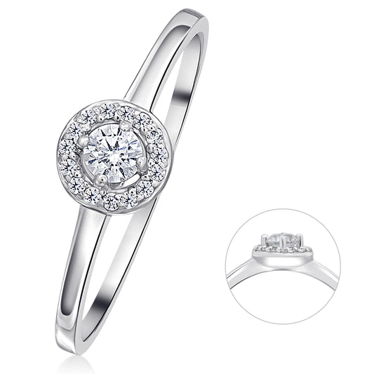 0,15 ct  Diamant Brillant Invisible Ring aus 585 Weißgold