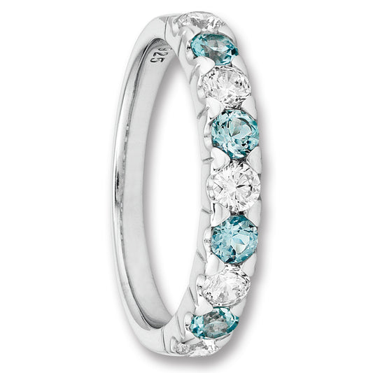 One Element  Zirkonia & Blau Topas Ring aus 925 Silber