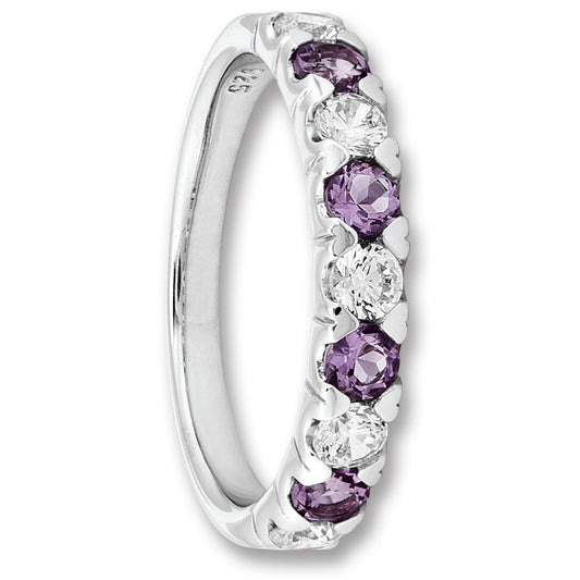 One Element  Zirkonia & Amethyst Ring aus 925 Silber