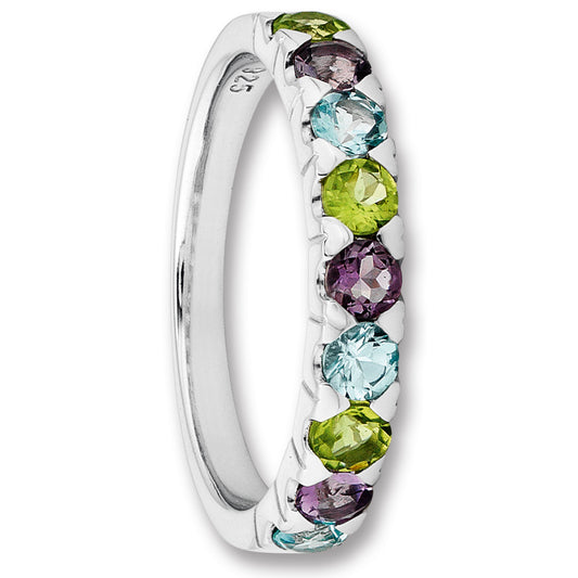 One Element  Amethyst & Peridot & Blau Topas Ring aus 925 Silber
