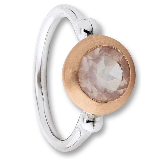 One Element  Rosenquarz Ring aus 925 Silber