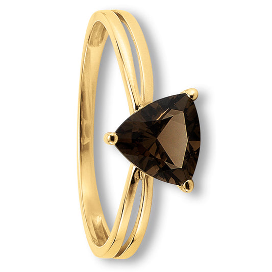 One Element  Rauchquarz Ring aus 333 Gelbgold