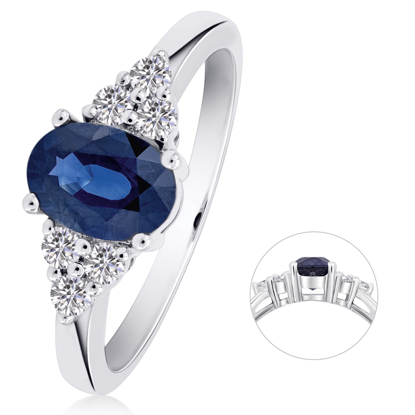 0,17 ct  Diamant Brillant Safir Ring aus 585 Weißgold