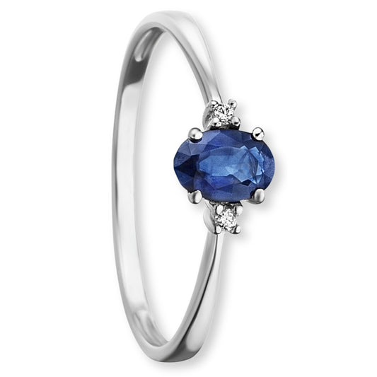 One Element 0.02 ct Brillant Diamant Safir Ring aus 585 Weißgold