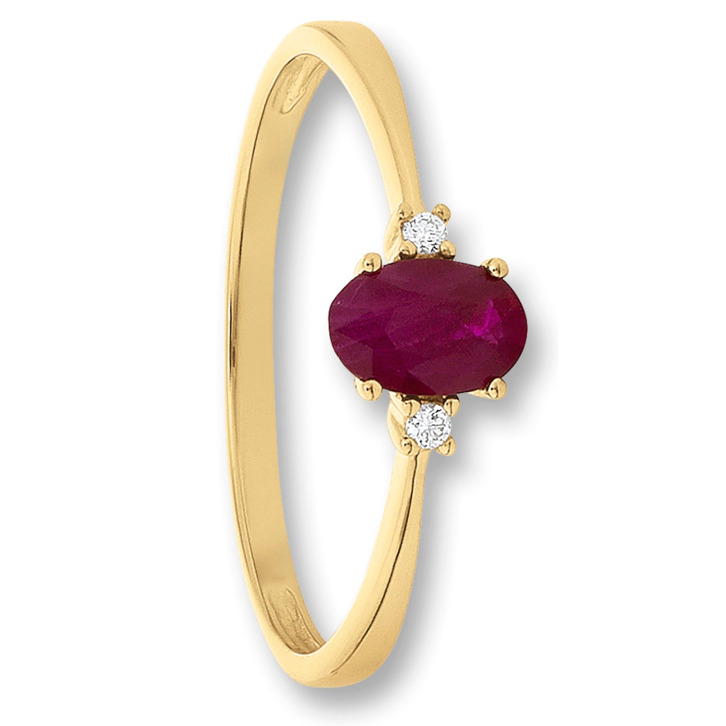One Element 0.02 ct Brillant Diamant Rubin Ring aus 585 Gelbgold