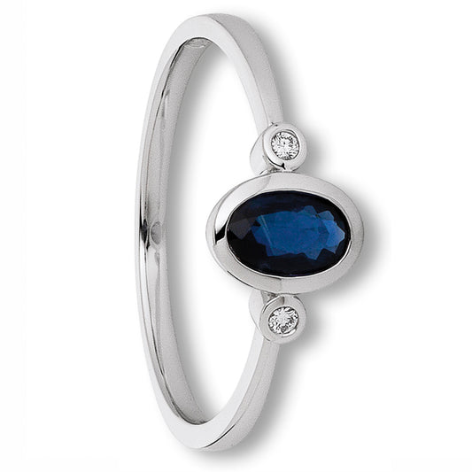 One Element 0.02 ct Brillant Diamant Safir Ring aus 585 Weißgold