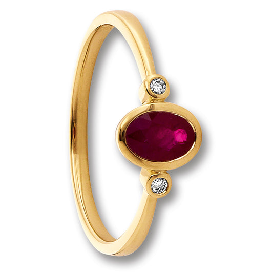 One Element 0.02 ct Brillant Diamant Rubin Ring aus 585 Gelbgold