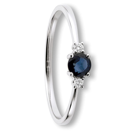 One Element 0.03 ct Brillant Diamant Safir Ring aus 585 Weißgold