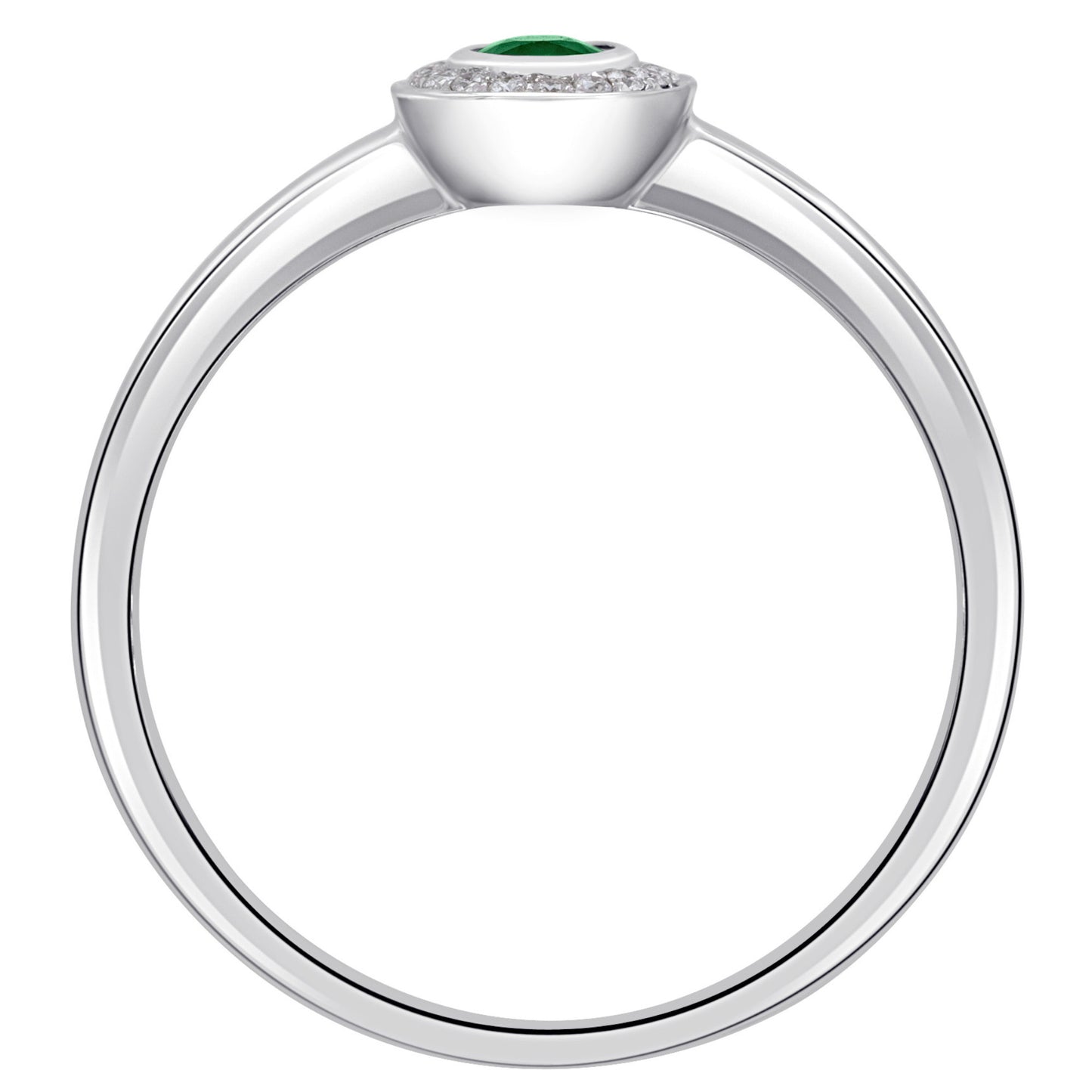 0,05 ct  Diamant Brillant Smaragd Ring aus 585 Weißgold