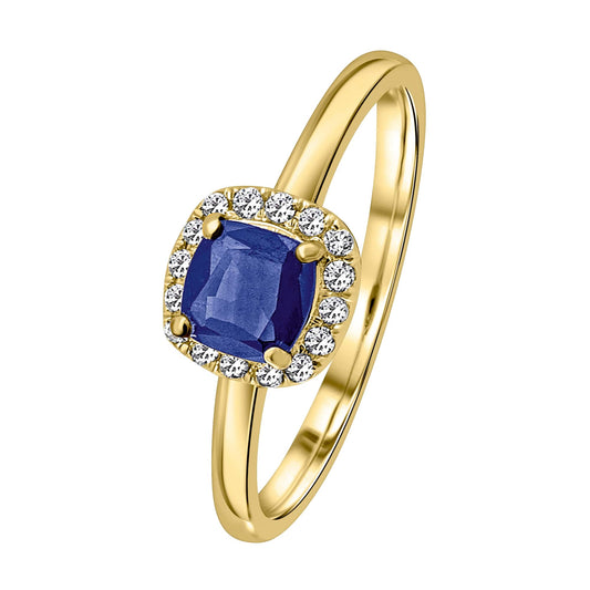 One Element 0,12 ct Brillant Diamant Safir Ring aus 585 Gelbgold