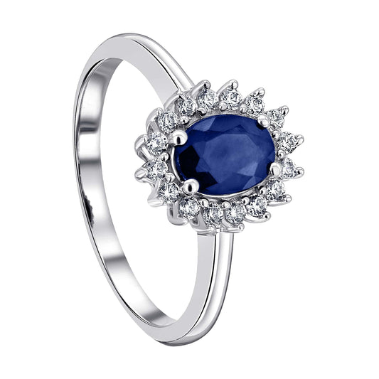 One Element 0,25 ct Brillant Diamant Safir Ring aus 585 Weißgold